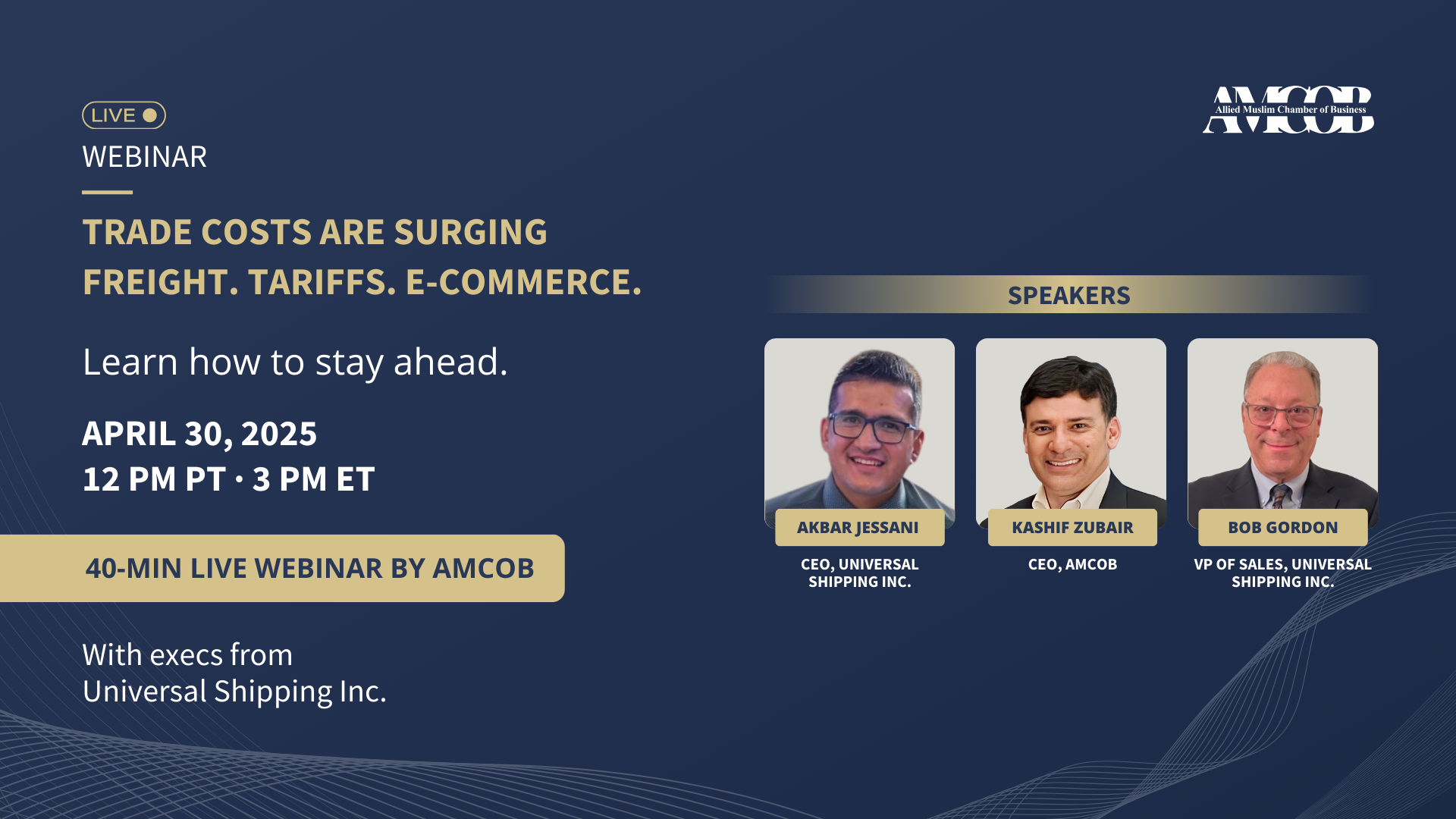 TRADE COSTS ARE SURGING Freight. Tariffs. E-Commerce. (1) Freight, Tariffs & E-Commerce: How to Navigate the Rising Cost of Trade
